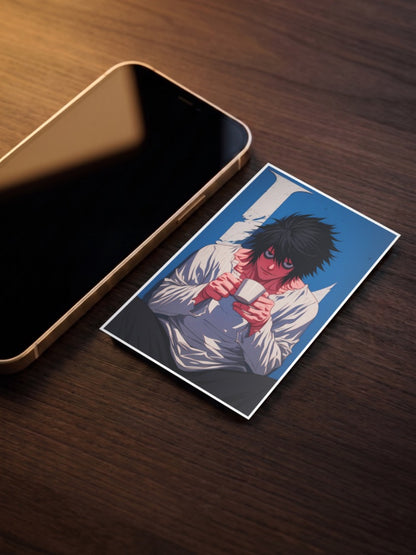 L Lawliet Coffee Portrait Anime Poster