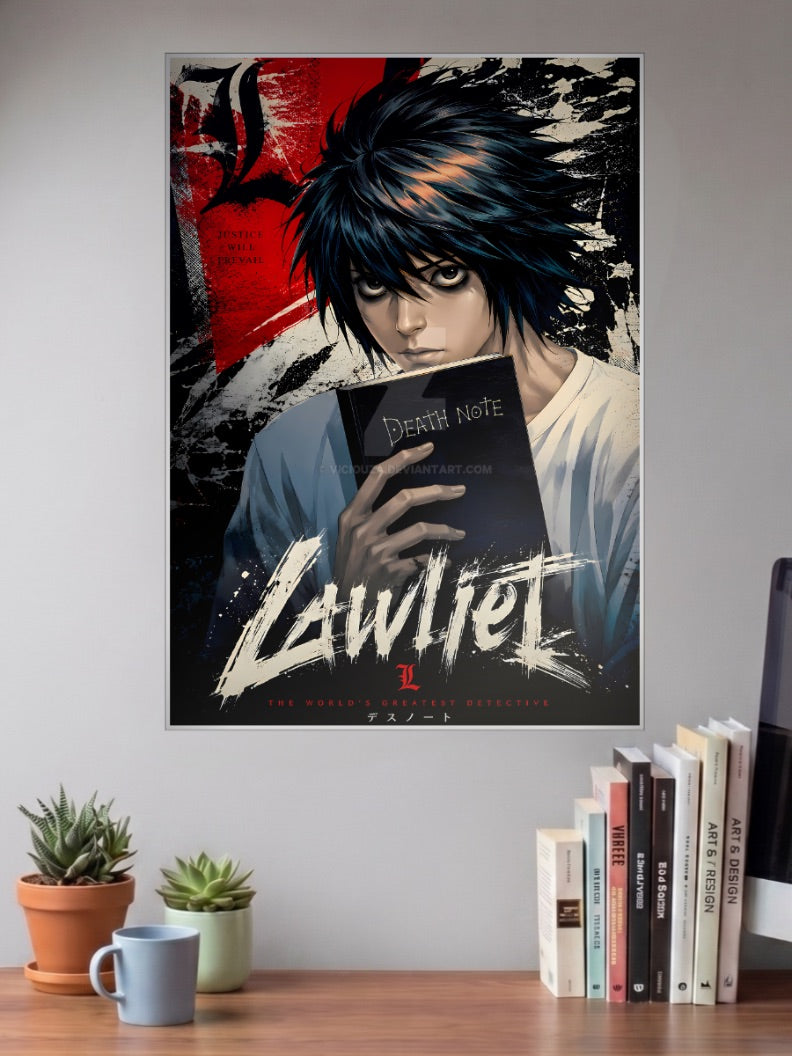 L Lawliet Detective Portrait Anime Poster