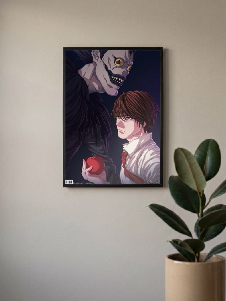 Light Yagami Ryuk Apple Anime Poster