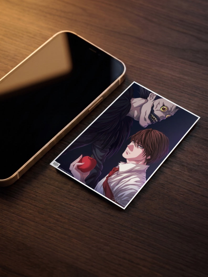 Light Yagami Ryuk Apple Anime Poster