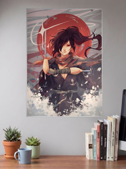 Dororo Sword Red Moon Art Anime Poster