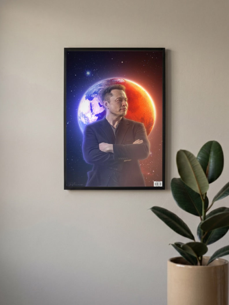 Elon Musk Earth and Mars Celebs Poster