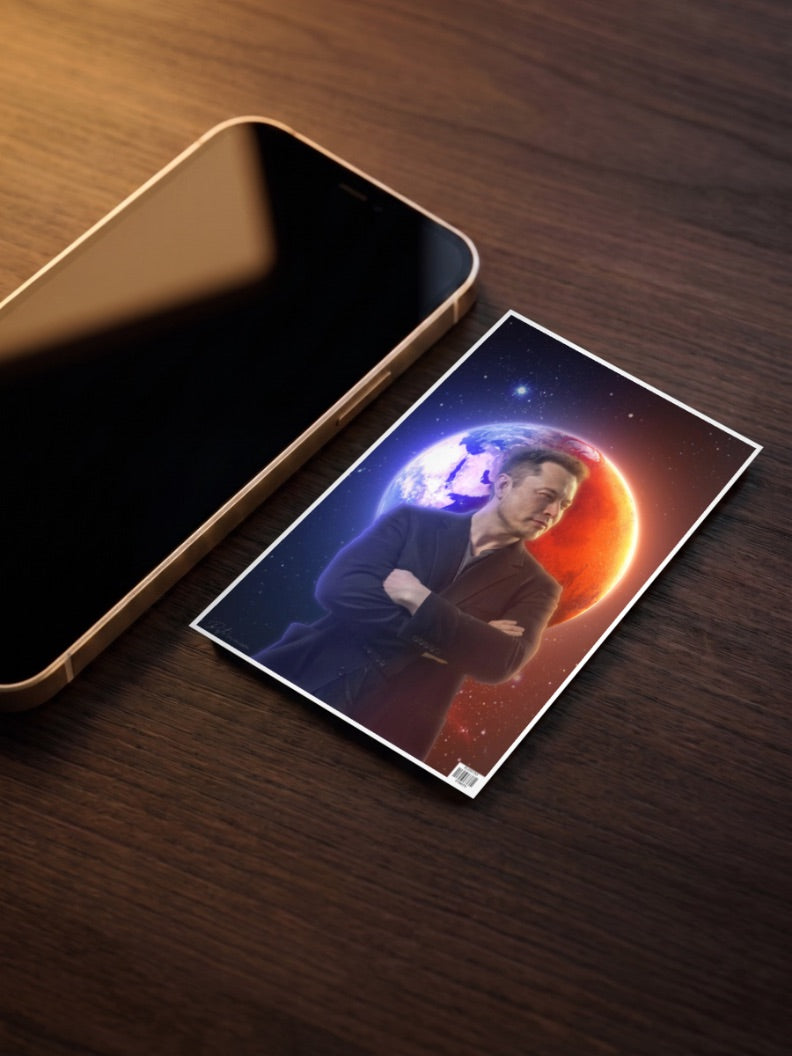 Elon Musk Earth and Mars Celebs Poster