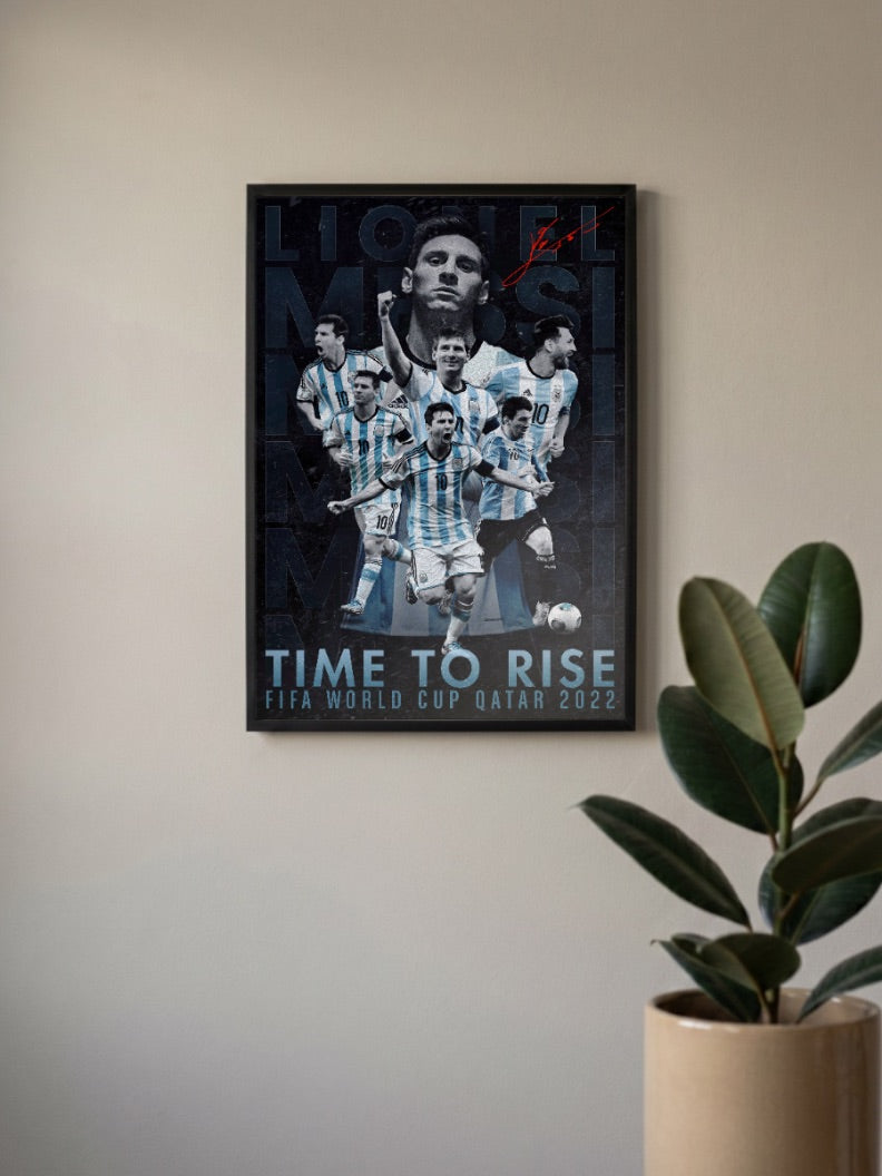 Lionel Messi Time to Rise Football Poster