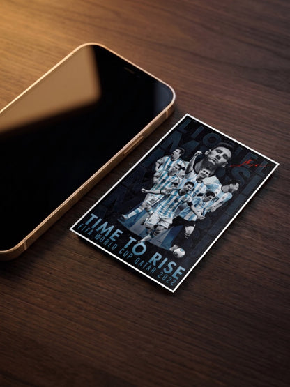 Lionel Messi Time to Rise Football Poster