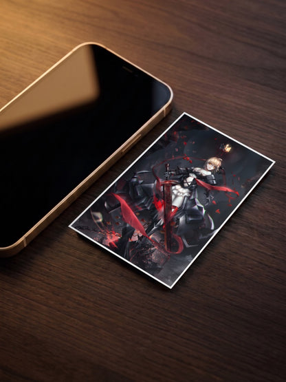 Saber Alter Artoria Pendragon Anime Poster as a pocket poster, sized to fit behind a phone case