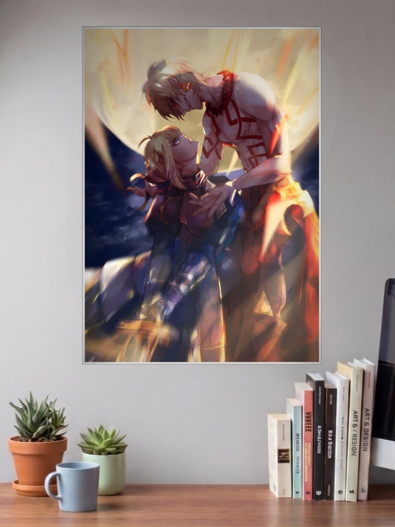 Gilgamesh and Saber Anime Poster