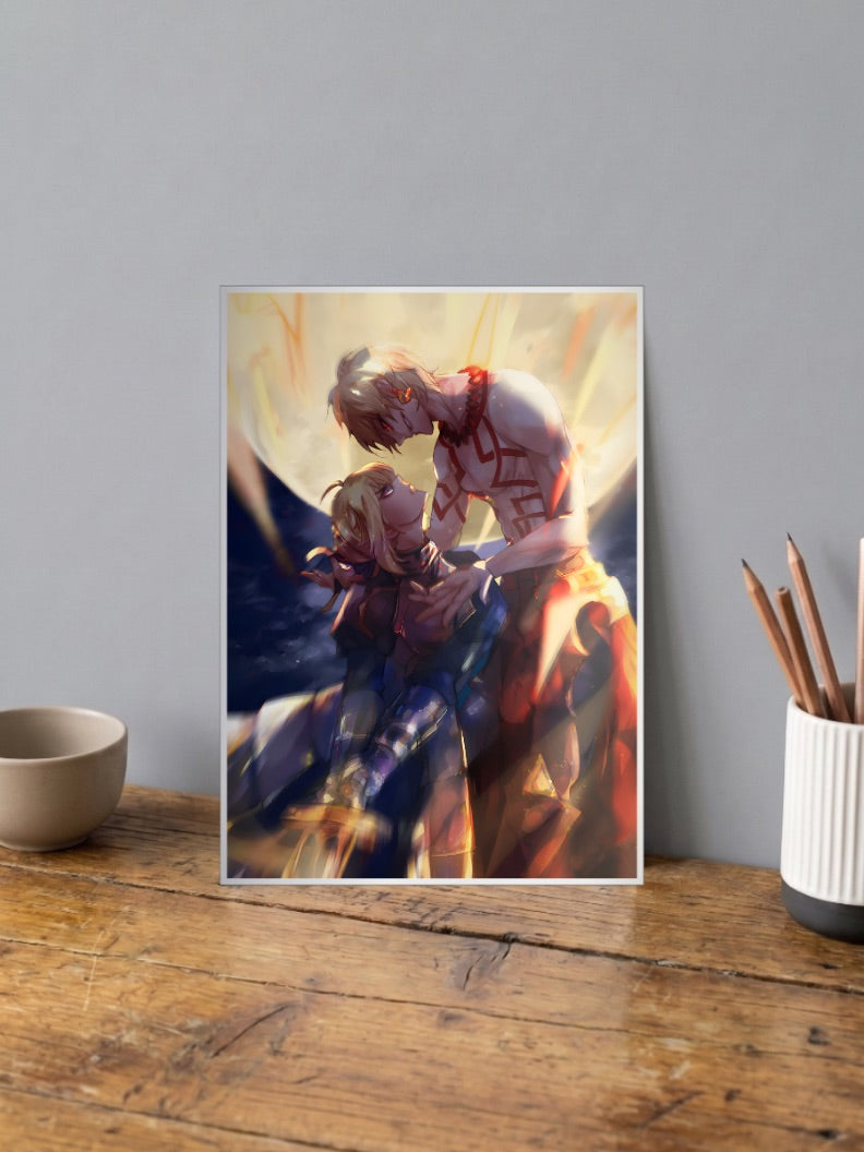 Gilgamesh and Saber Anime Poster