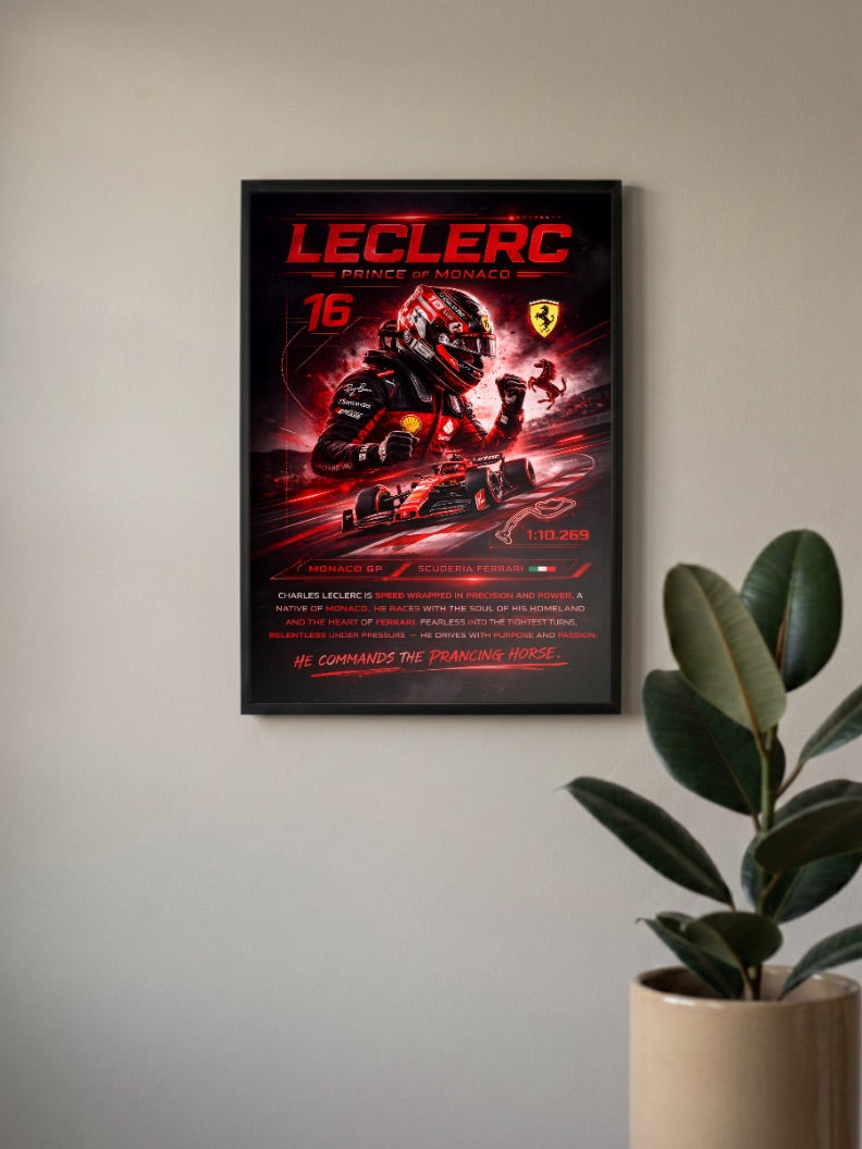 Charles Leclerc Prince of Monaco F1 Poster