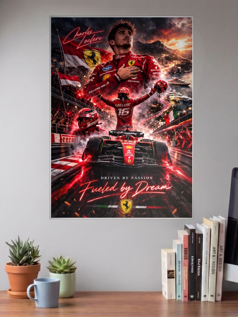 Charles Leclerc Ferrari Sunset F1 Poster