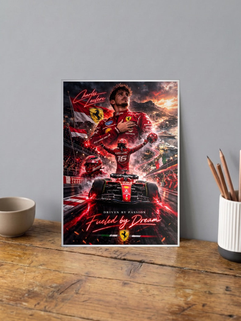 Charles Leclerc Ferrari Sunset F1 Poster