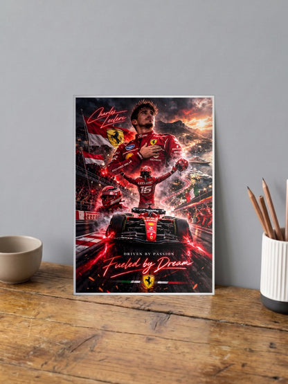 Charles Leclerc Ferrari Sunset F1 Poster