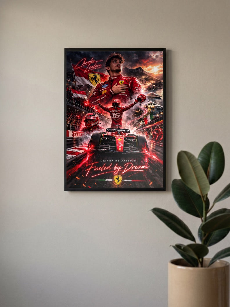Charles Leclerc Ferrari Sunset F1 Poster