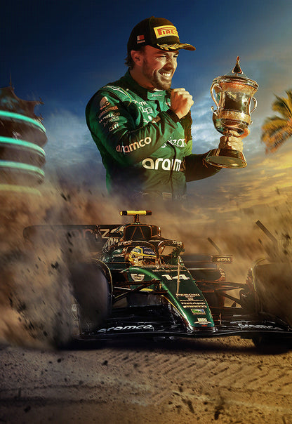 Sebastian Vettel - Trophy Winning Poster
