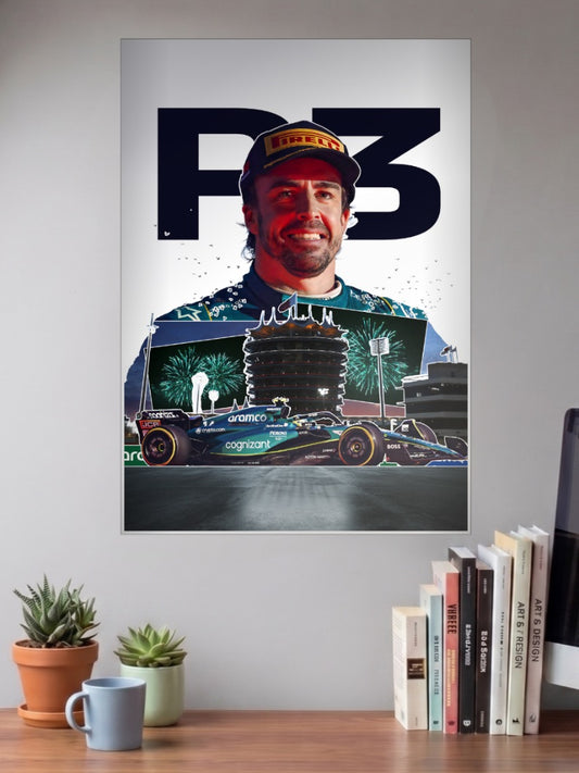 Fernando Alonso Podium F1 Poster