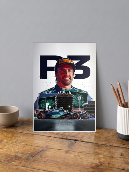Fernando Alonso Podium F1 Poster