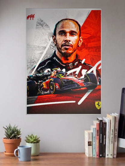 Lewis Hamilton Red Ferrari F1 Poster