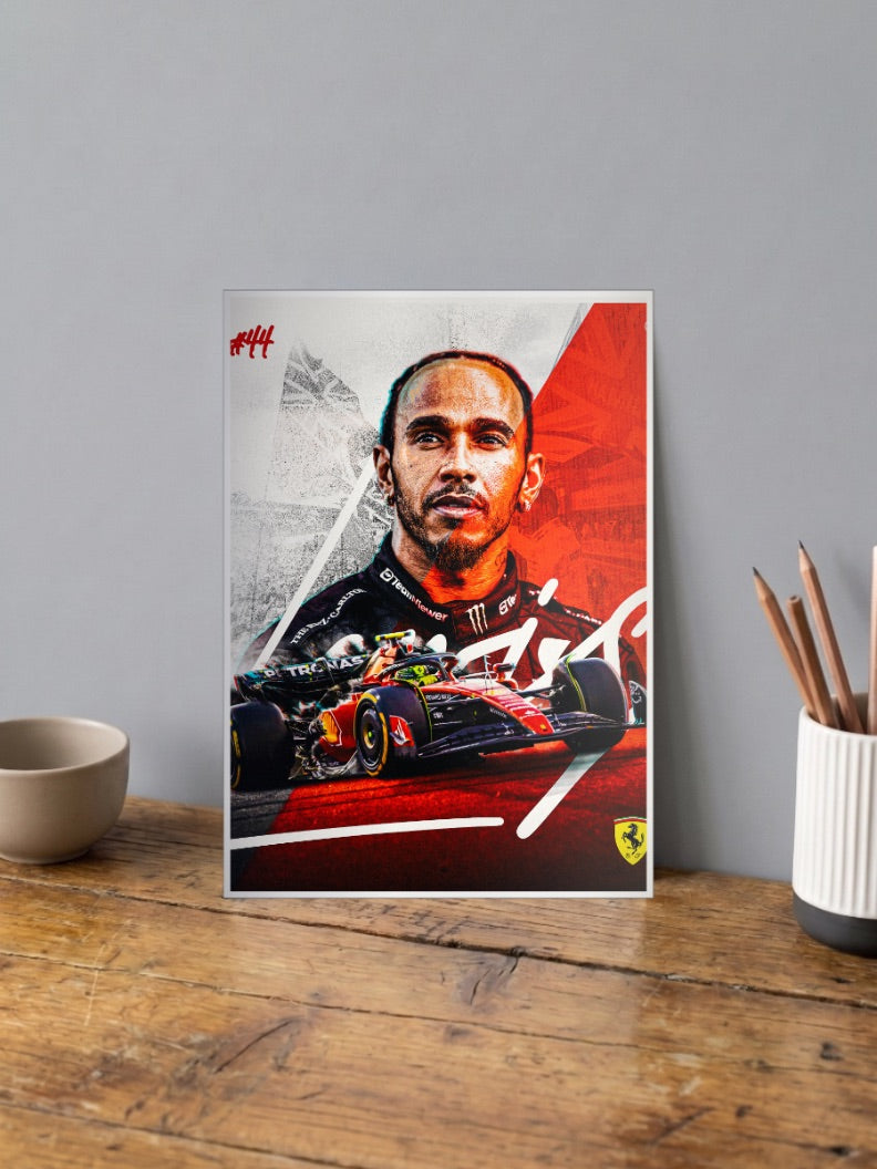 Lewis Hamilton Red Ferrari F1 Poster