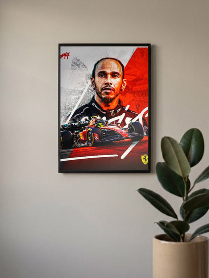 Lewis Hamilton Red Ferrari F1 Poster