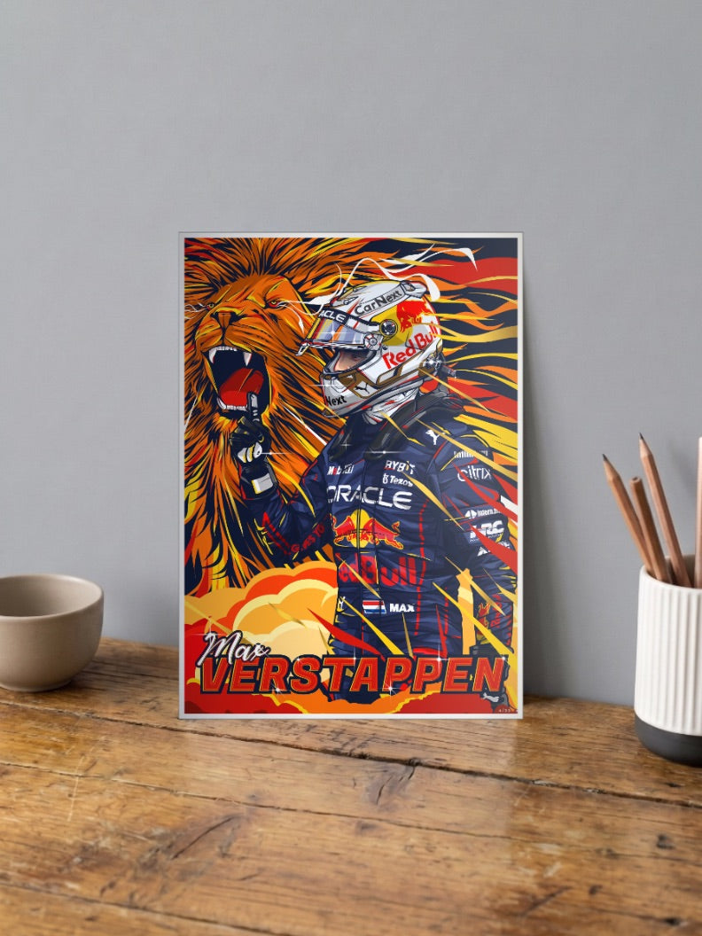Max Verstappen Lion F1 Poster