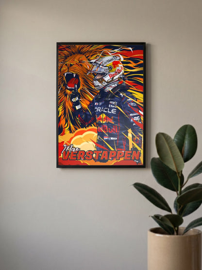 Max Verstappen Lion F1 Poster