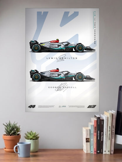 Mercedes W13 Hamilton Russell F1 Poster