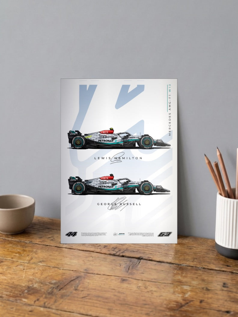 Mercedes W13 Hamilton Russell F1 Poster