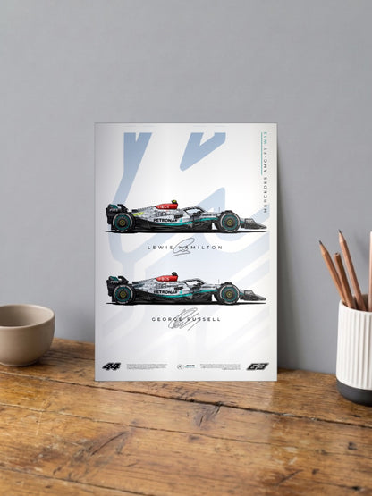 Mercedes W13 Hamilton Russell F1 Poster
