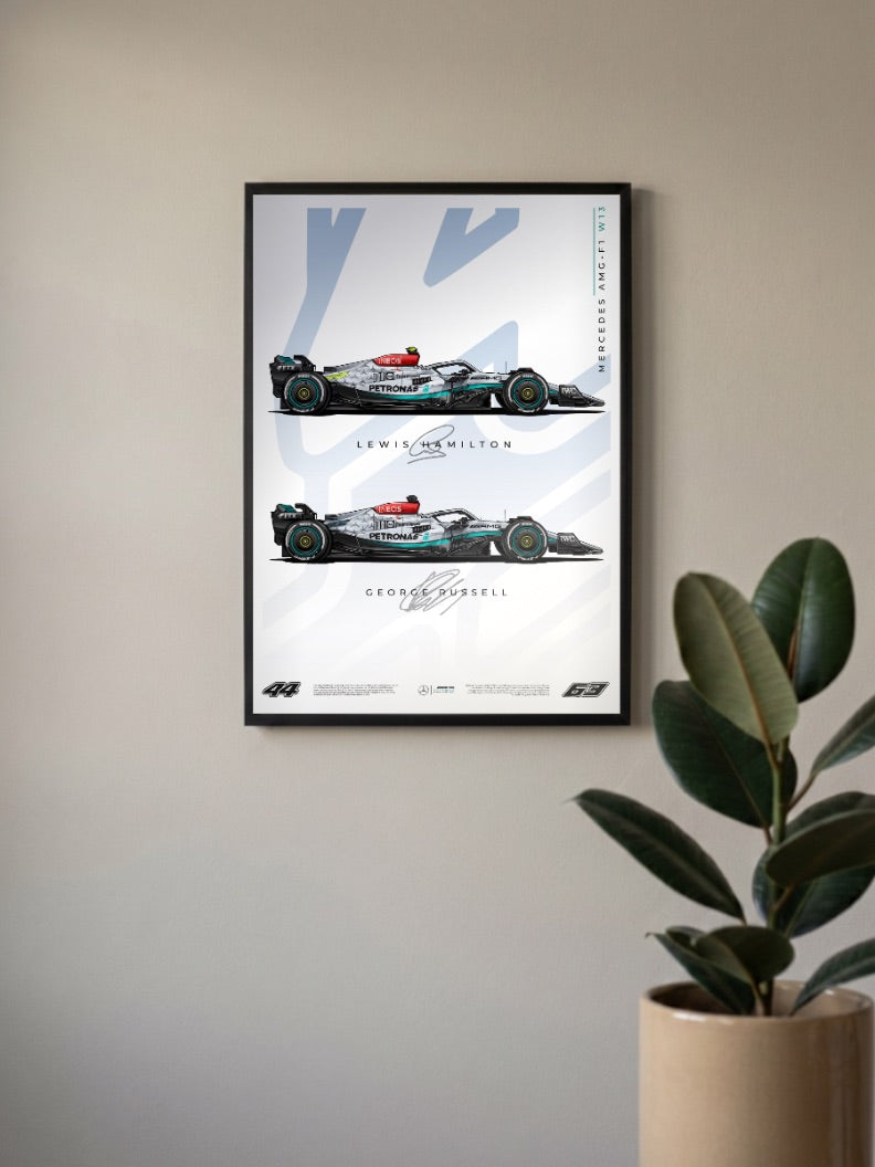 Mercedes W13 Hamilton Russell F1 Poster