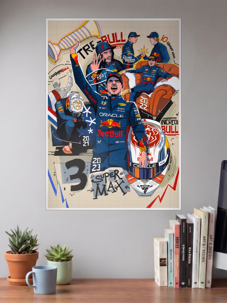 Max Verstappen THREE-TIME CHAMPIONNN Poster