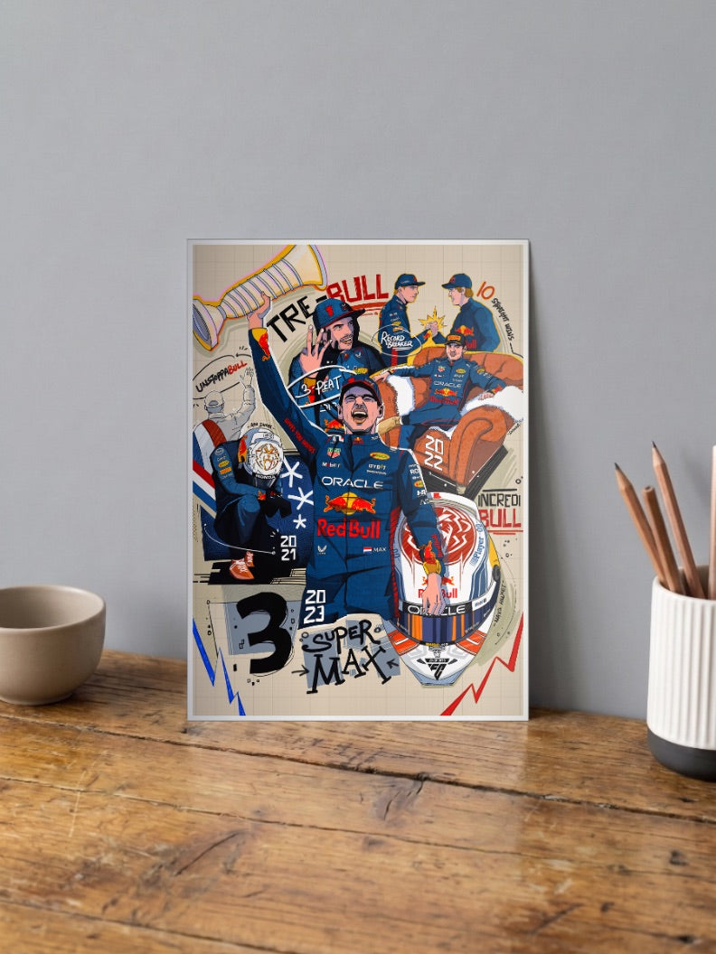 Max Verstappen THREE-TIME CHAMPIONNN Poster