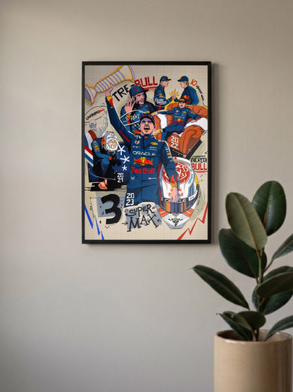 Max Verstappen THREE-TIME CHAMPIONNN Poster