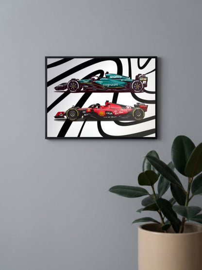 F1 Benz And Ferrari Poster