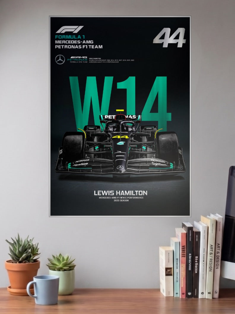Mercedes W14 Black F1 Poster