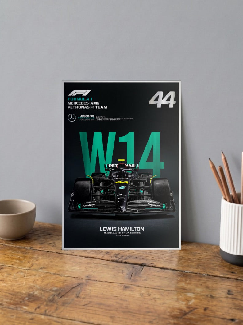 Mercedes W14 Black F1 Poster