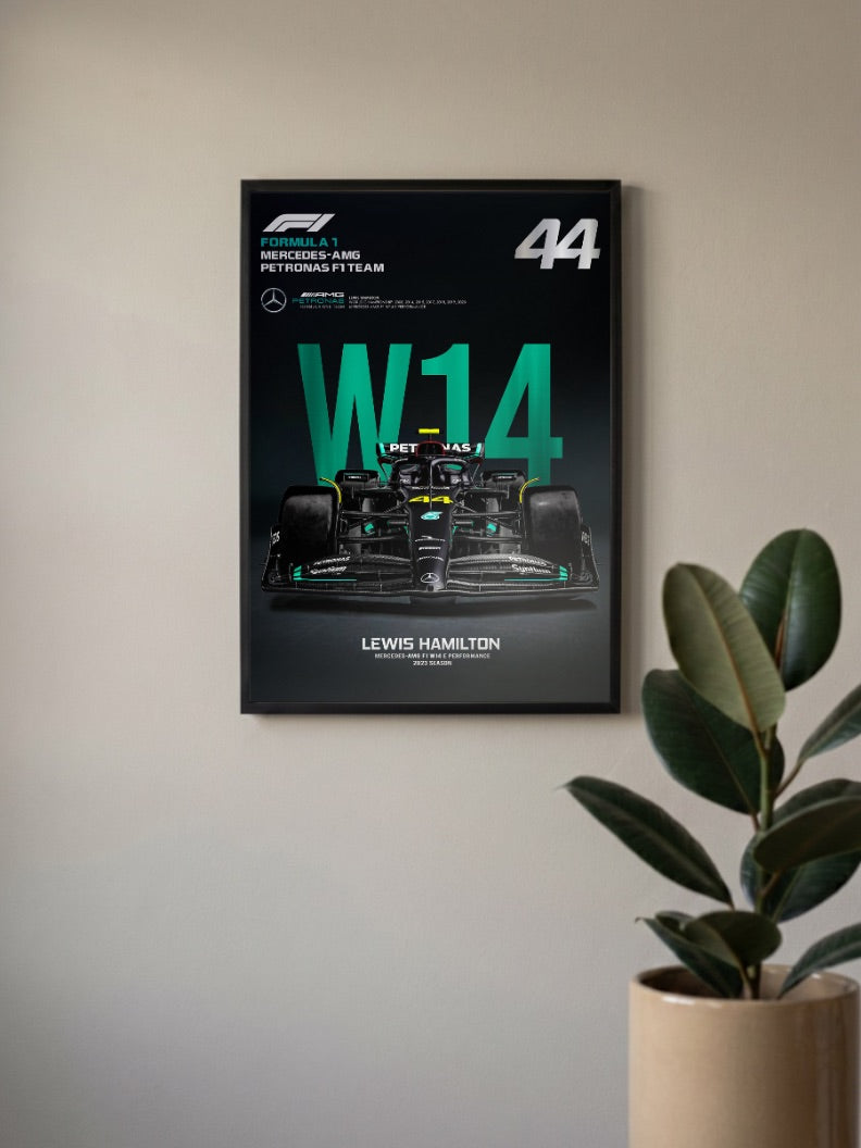 Mercedes W14 Black F1 Poster