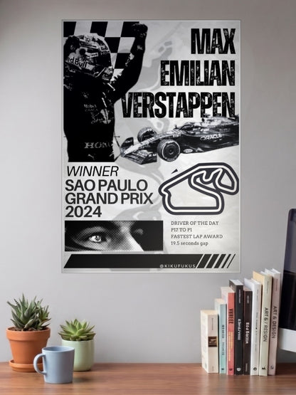 Max Verstappen Sao Paulo Win F1 Poster