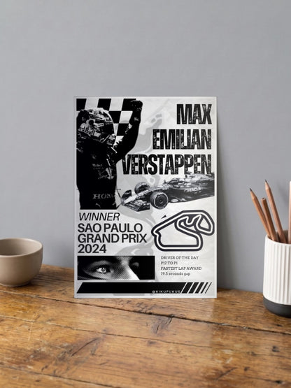 Max Verstappen Sao Paulo Win F1 Poster