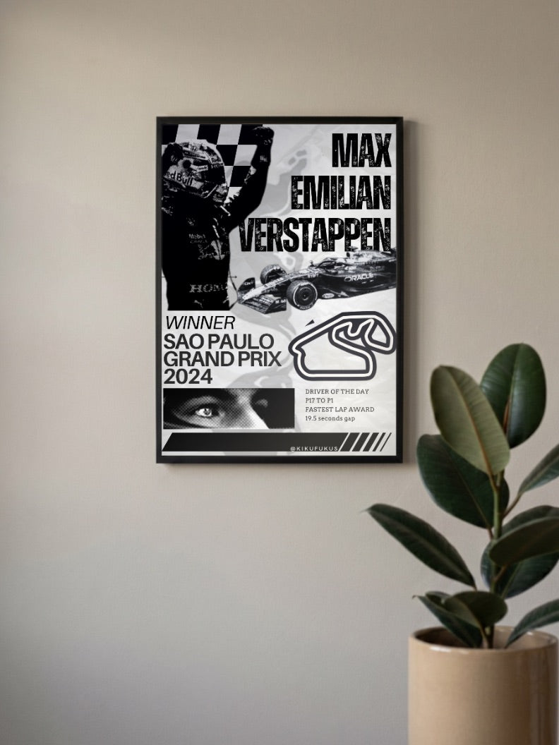 Max Verstappen Sao Paulo Win F1 Poster