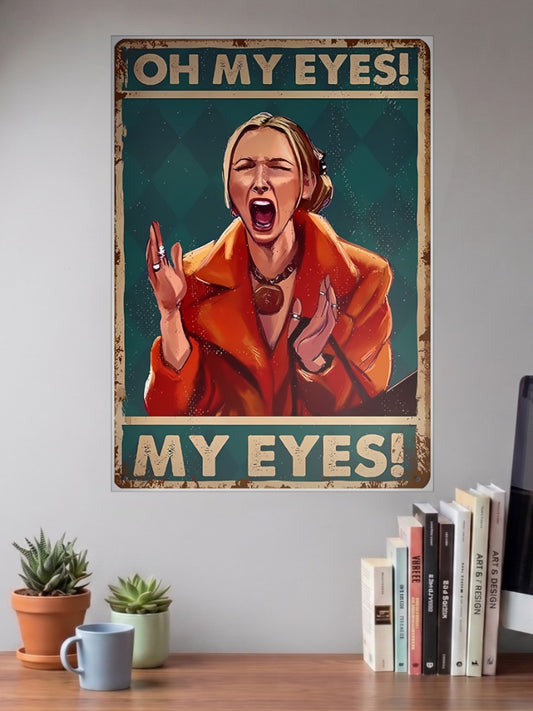 Phoebe Oh My Eyes Friends Sitcom Poster shown in A3 size on a wall above a study desk