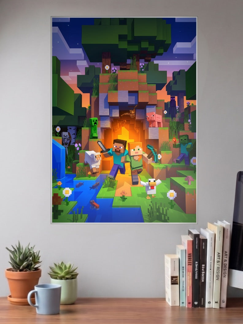 Steve and Alex Minecraft Game Poster