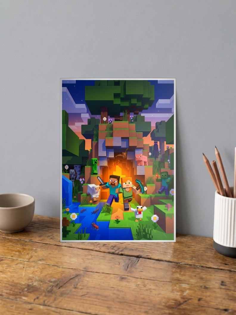 Steve and Alex Minecraft Game Poster
