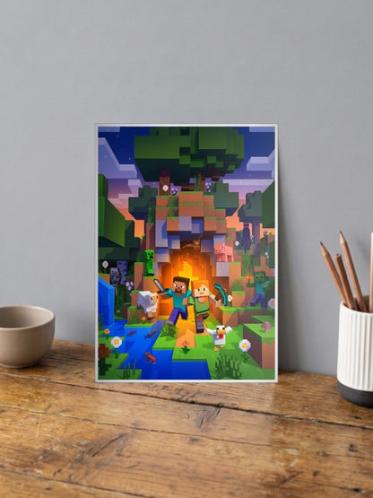 Steve and Alex Minecraft Game Poster