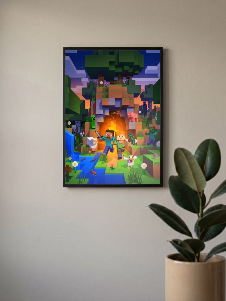 Steve and Alex Minecraft Game Poster