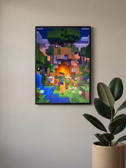 Steve and Alex Minecraft Game Poster