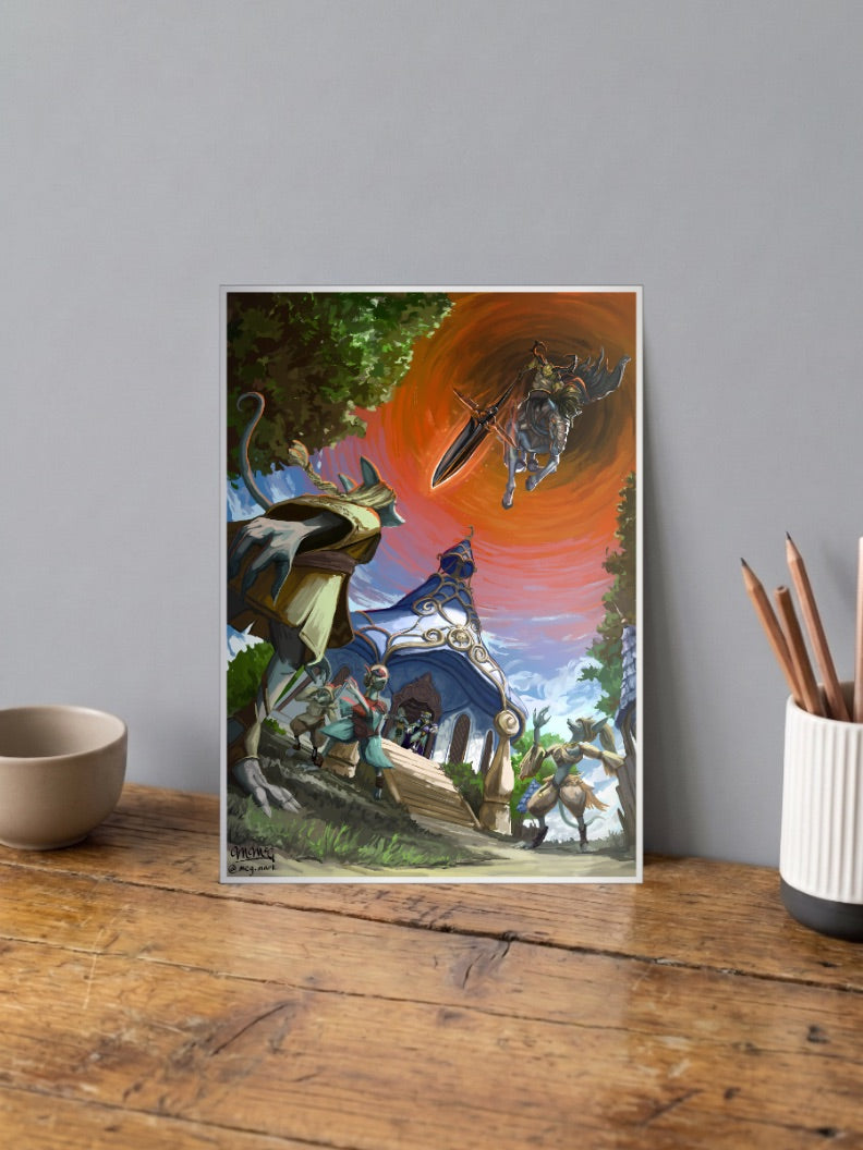 Odin Destroys Cleyra Final Fantasy Game Poster