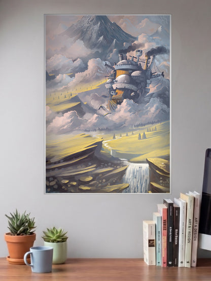 Howls Moving Castle Landscape Anime Poster
