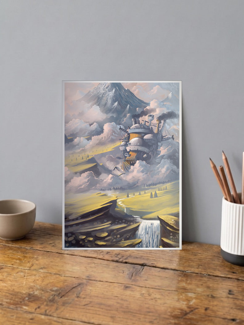 Howls Moving Castle Landscape Anime Poster
