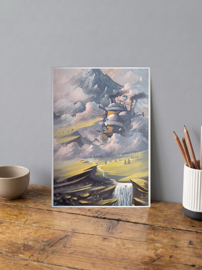 Howls Moving Castle Landscape Anime Poster