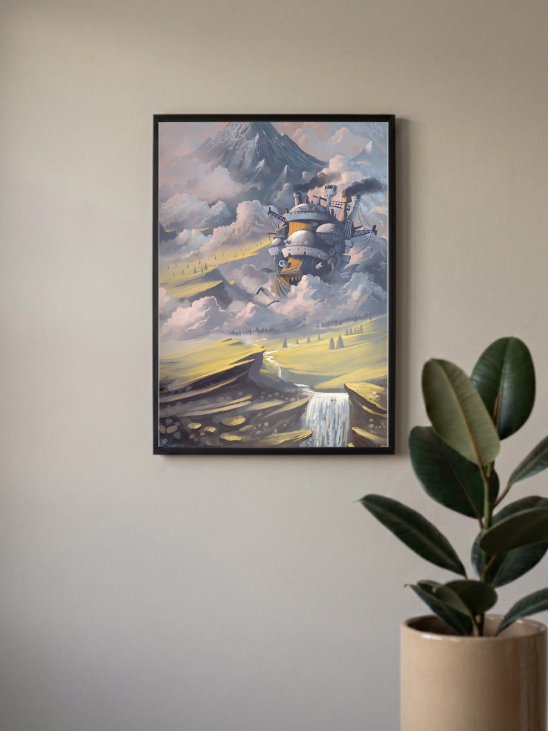 Howls Moving Castle Landscape Anime Poster